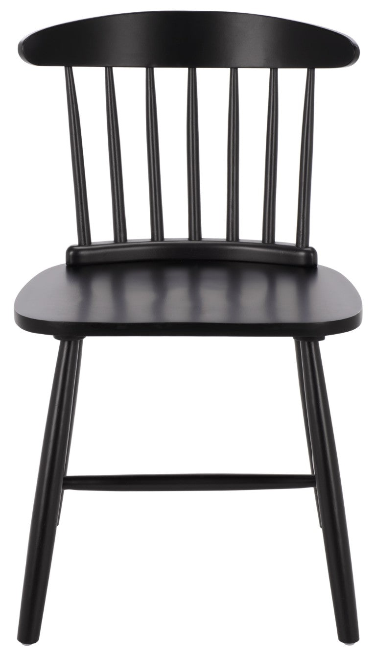 Safavieh Gregor Solid Rubberwood Dining Chair Warm Natural Finish for Modern Farmhouse Tables Black DCH5901B-SET2