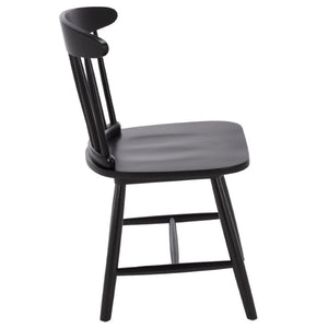 Safavieh Gregor Solid Rubberwood Dining Chair Warm Natural Finish for Modern Farmhouse Tables Black DCH5901B-SET2