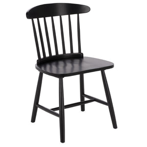 Safavieh Gregor Solid Rubberwood Dining Chair Warm Natural Finish for Modern Farmhouse Tables Black DCH5901B-SET2