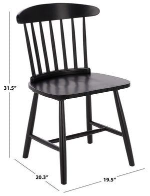 Safavieh Gregor Solid Rubberwood Dining Chair Warm Natural Finish for Modern Farmhouse Tables Black DCH5901B-SET2