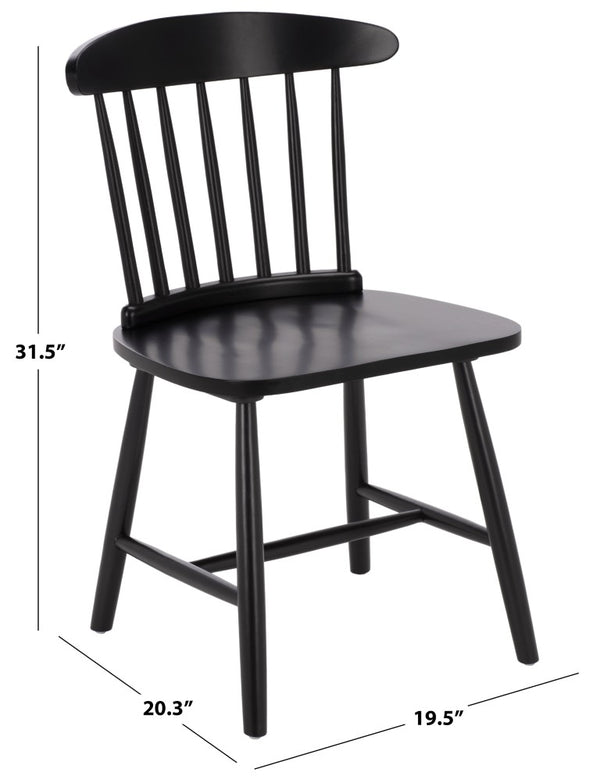 Safavieh Gregor Solid Rubberwood Dining Chair Warm Natural Finish for Modern Farmhouse Tables Black DCH5901B-SET2