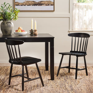 Safavieh Gregor Solid Rubberwood Dining Chair Warm Natural Finish for Modern Farmhouse Tables Black DCH5901B-SET2