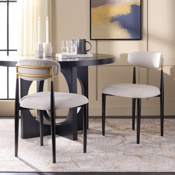 Safavieh COVELLE Dining Chair - Black & Gold or Dove Grey - Modern Comfort & Style for Elegant Dining Spaces DCH6400A-SET2