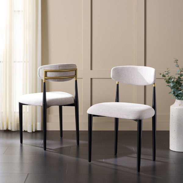 Safavieh COVELLE Dining Chair - Black & Gold or Dove Grey - Modern Comfort & Style for Elegant Dining Spaces DCH6400A-SET2