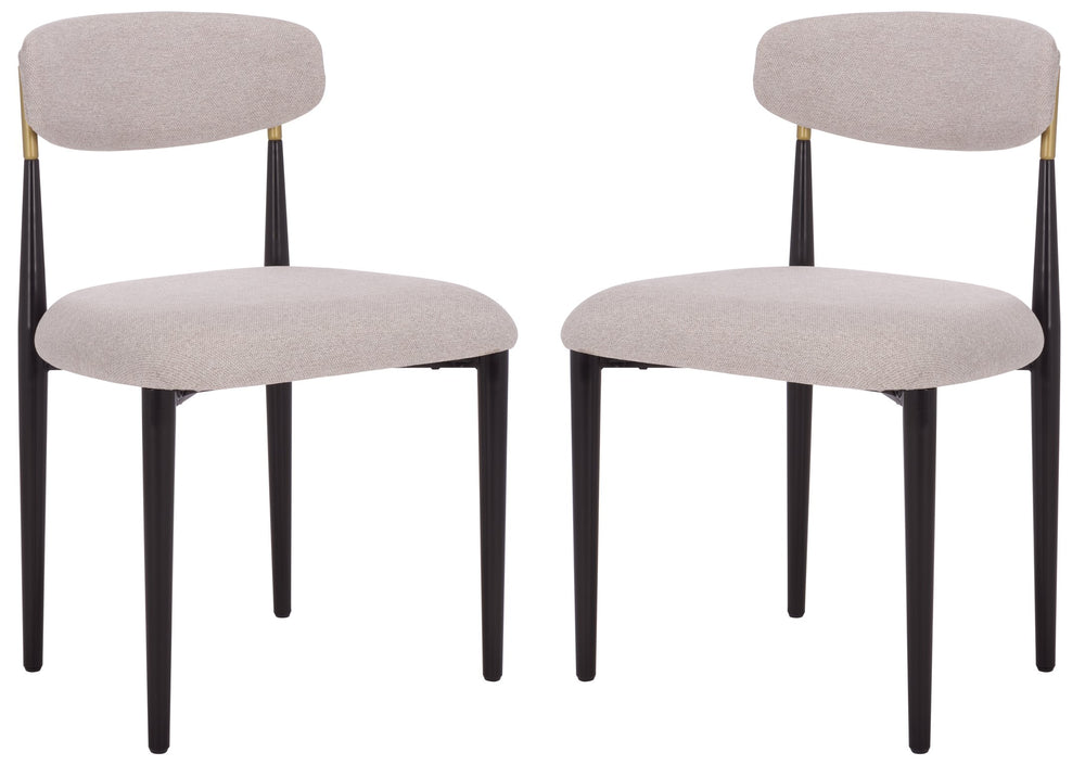 Safavieh Covelle Dining Chair – Luxurious Black & Gold Or Elegant Dove Grey Linen For Modern Dining Comfort Black Gold ,Dove Grey Metal ,Fabric ,Foam Dch6400a-set2