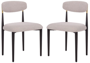 Safavieh Covelle Dining Chair – Luxurious Black & Gold Or Elegant Dove Grey Linen For Modern Dining Comfort Black Gold ,Dove Grey Metal ,Fabric ,Foam Dch6400a-set2