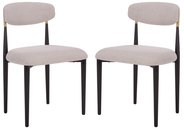 Safavieh Covelle Dining Chair – Luxurious Black & Gold Or Elegant Dove Grey Linen For Modern Dining Comfort Black Gold ,Dove Grey Metal ,Fabric ,Foam Dch6400a-set2