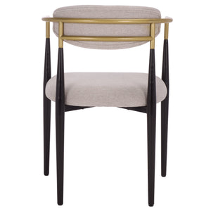 Safavieh Covelle Dining Arm Chair - Modern Black & Gold With Dove Grey Upholstery For Ultimate Dining Style Black Gold ,Dove Grey Metal ,Fabric ,Foam Dch6401a-set2