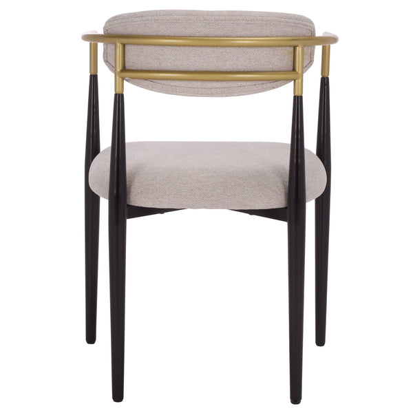 Safavieh Covelle Dining Arm Chair - Modern Black & Gold With Dove Grey Upholstery For Ultimate Dining Style Black Gold ,Dove Grey Metal ,Fabric ,Foam Dch6401a-set2