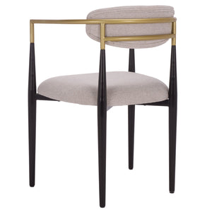 Safavieh Covelle Dining Arm Chair - Modern Black & Gold With Dove Grey Upholstery For Ultimate Dining Style Black Gold ,Dove Grey Metal ,Fabric ,Foam Dch6401a-set2
