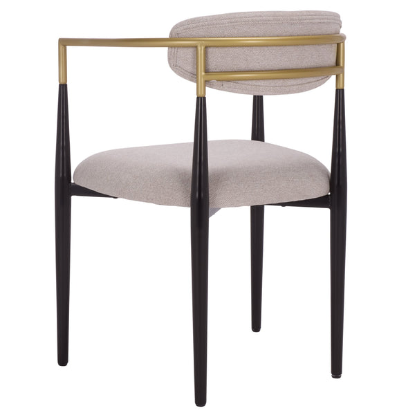 Safavieh Covelle Dining Arm Chair - Modern Black & Gold With Dove Grey Upholstery For Ultimate Dining Style Black Gold ,Dove Grey Metal ,Fabric ,Foam Dch6401a-set2