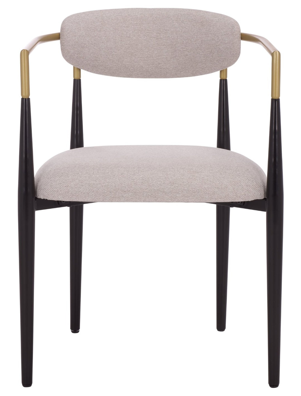 Safavieh COVELLE Dining Arm Chair - Elegant Dove Grey Upholstery with Luxe Black & Gold Accents for Dining Rooms DCH6401A-SET2
