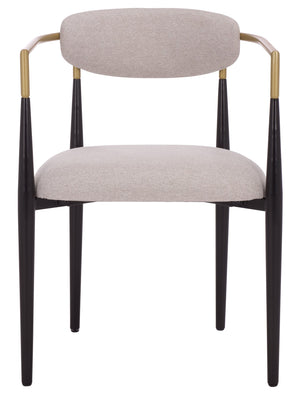 Safavieh Covelle Dining Arm Chair - Modern Black & Gold With Dove Grey Upholstery For Ultimate Dining Style Black Gold ,Dove Grey Metal ,Fabric ,Foam Dch6401a-set2