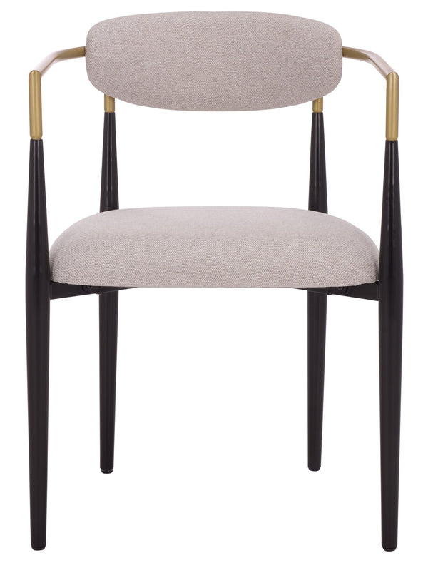 Safavieh Covelle Dining Arm Chair - Modern Black & Gold With Dove Grey Upholstery For Ultimate Dining Style Black Gold ,Dove Grey Metal ,Fabric ,Foam Dch6401a-set2