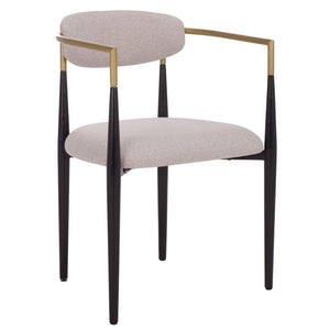 Safavieh Covelle Dining Arm Chair - Modern Black & Gold With Dove Grey Upholstery For Ultimate Dining Style Black Gold ,Dove Grey Metal ,Fabric ,Foam Dch6401a-set2