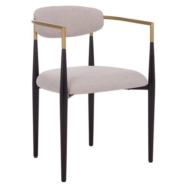 Safavieh Covelle Dining Arm Chair - Modern Black & Gold With Dove Grey Upholstery For Ultimate Dining Style Black Gold ,Dove Grey Metal ,Fabric ,Foam Dch6401a-set2