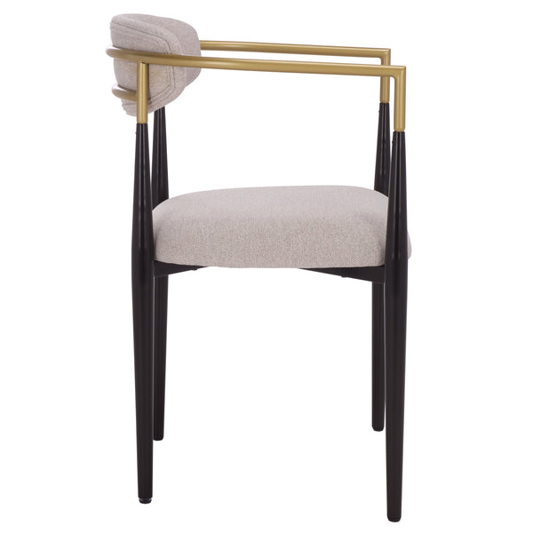 Safavieh Covelle Dining Arm Chair - Modern Black & Gold With Dove Grey Upholstery For Ultimate Dining Style Black Gold ,Dove Grey Metal ,Fabric ,Foam Dch6401a-set2