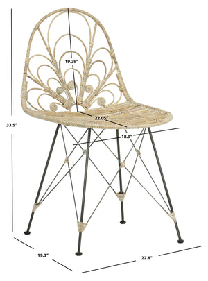 Safavieh Madeline Rattan Dining Chair - Elegant Grey White Wash Finish With Chic Black Accents For Dining Grey White Wash ,Black Rattan,Metal Dch6500a