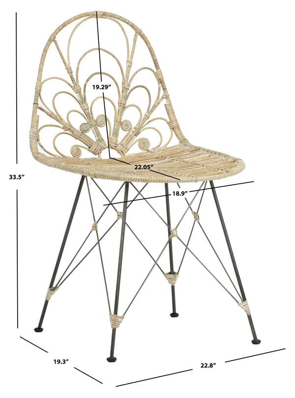 Safavieh Madeline Rattan Dining Chair - Elegant Grey White Wash Finish With Chic Black Accents For Dining Grey White Wash ,Black Rattan,Metal Dch6500a