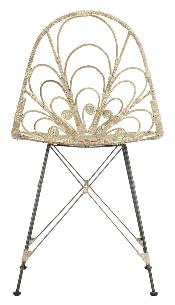 Safavieh Madeline Rattan Dining Chair - Elegant Grey White Wash Finish With Chic Black Accents For Dining Grey White Wash ,Black Rattan,Metal Dch6500a
