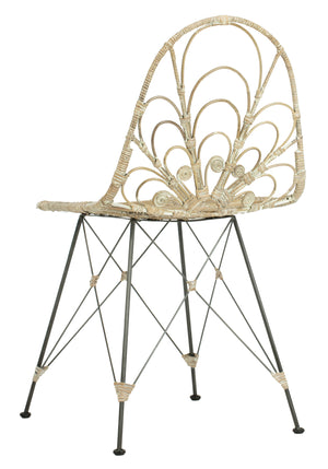 Safavieh Madeline Rattan Dining Chair - Elegant Grey White Wash Finish With Chic Black Accents For Dining Grey White Wash ,Black Rattan,Metal Dch6500a