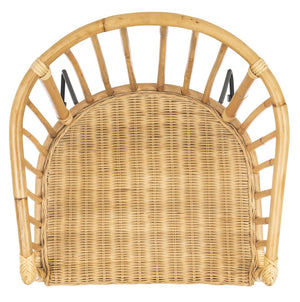 Safavieh Siena Coastal Rattan Barrel Dining Chair - Stylish Mid-Century Accent With Black Hairpin Legs DCH6501A