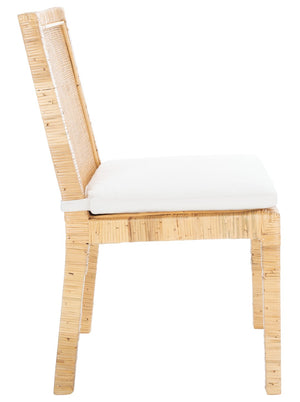 Safavieh TOJO Cane Dining Chair Set with White Cushion - Natural Rattan for Coastal & Modern Interiors DCH6502A-SET2