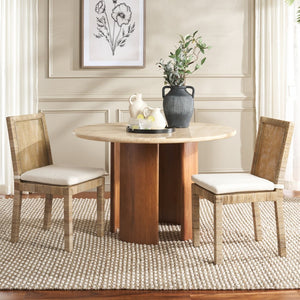 Safavieh TOJO Cane Dining Chair Set of 2 with Cushion – Coastal Chic White & Grey Design for Modern Spaces DCH6502B-SET2