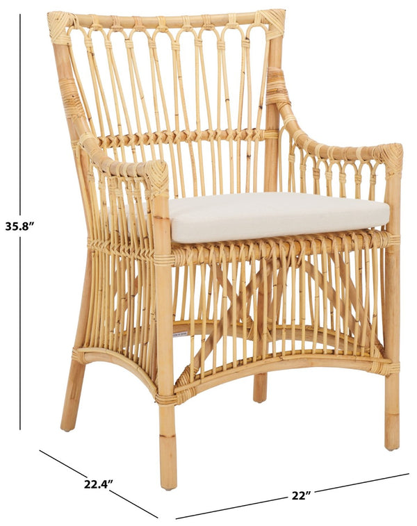 Safavieh Zorianna Dining Chair With Removable Cushion - Handcrafted Rattan, Stylish Support For Dining Areas DCH6505A