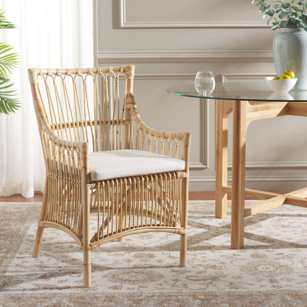 Safavieh Zorianna Dining Chair With Removable Cushion - Handcrafted Rattan, Stylish Support For Dining Areas DCH6505A