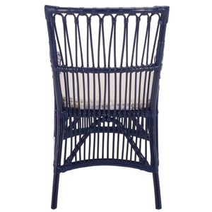 Zorianna Woven Rattan Dining Chair With Padded Cushion — Coastal Handmade Accent Seat For Comfort And Style