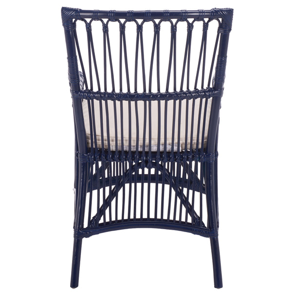 Zorianna Woven Rattan Dining Chair With Padded Cushion — Coastal Handmade Accent Seat For Comfort And Style