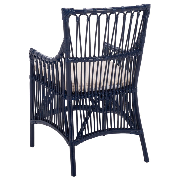 Zorianna Woven Rattan Dining Chair With Padded Cushion — Coastal Handmade Accent Seat For Comfort And Style