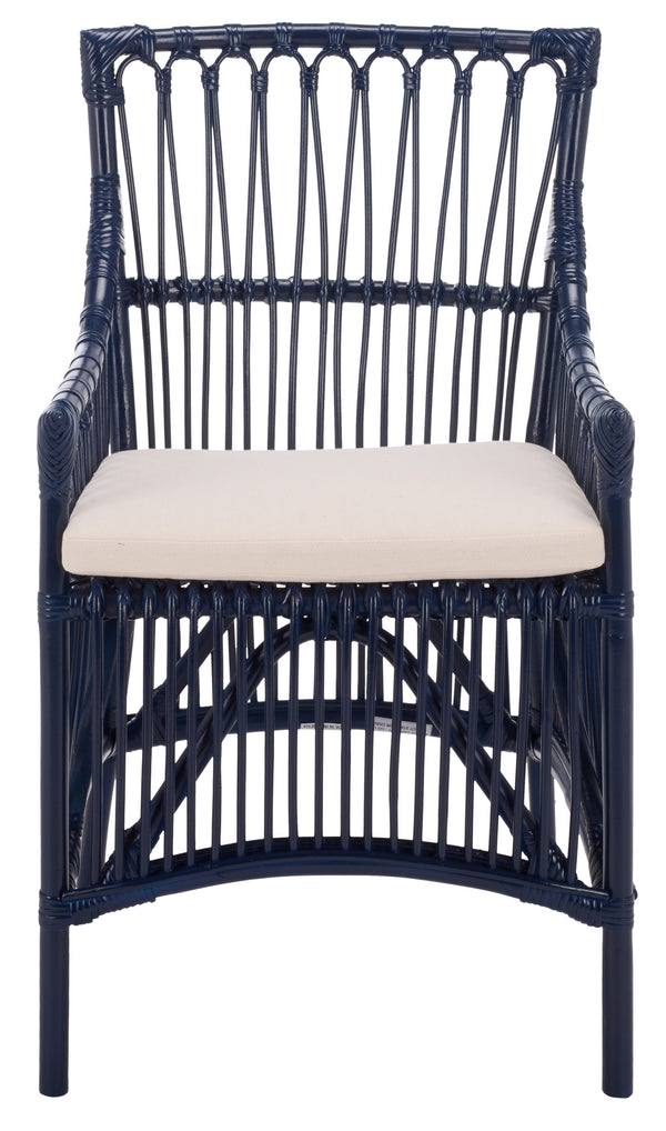 Zorianna Woven Rattan Dining Chair With Padded Cushion — Coastal Handmade Accent Seat For Comfort And Style