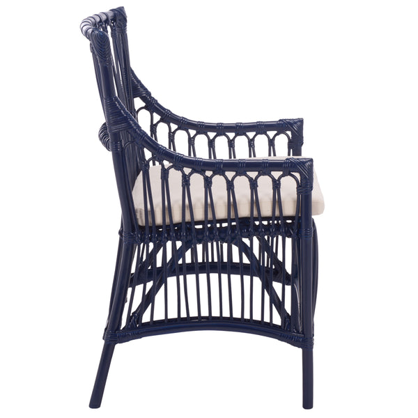 Zorianna Woven Rattan Dining Chair With Padded Cushion — Coastal Handmade Accent Seat For Comfort And Style