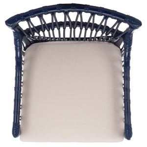Zorianna Woven Rattan Dining Chair With Padded Cushion — Coastal Handmade Accent Seat For Comfort And Style