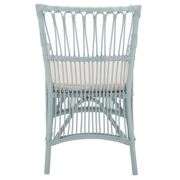 Zorianna Woven Rattan Dining Chair With Padded Cushion — Coastal Handmade Accent Seat For Comfort And Style