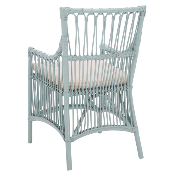 Zorianna Woven Rattan Dining Chair With Padded Cushion — Coastal Handmade Accent Seat For Comfort And Style