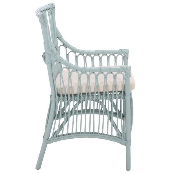 Zorianna Woven Rattan Dining Chair With Padded Cushion — Coastal Handmade Accent Seat For Comfort And Style