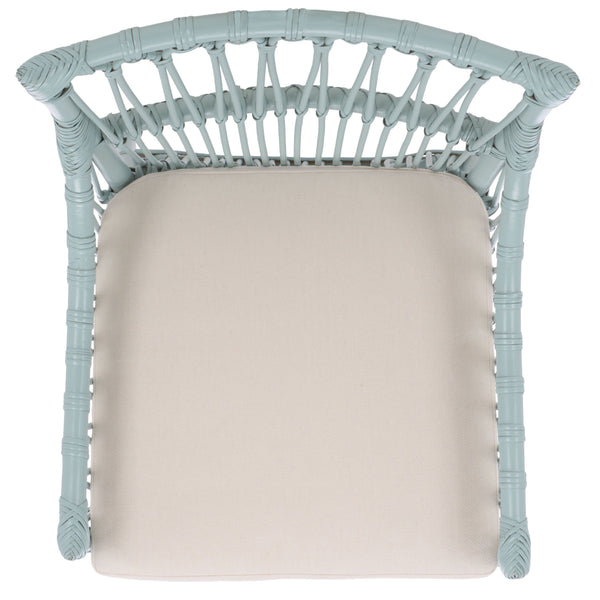 Zorianna Woven Rattan Dining Chair With Padded Cushion — Coastal Handmade Accent Seat For Comfort And Style