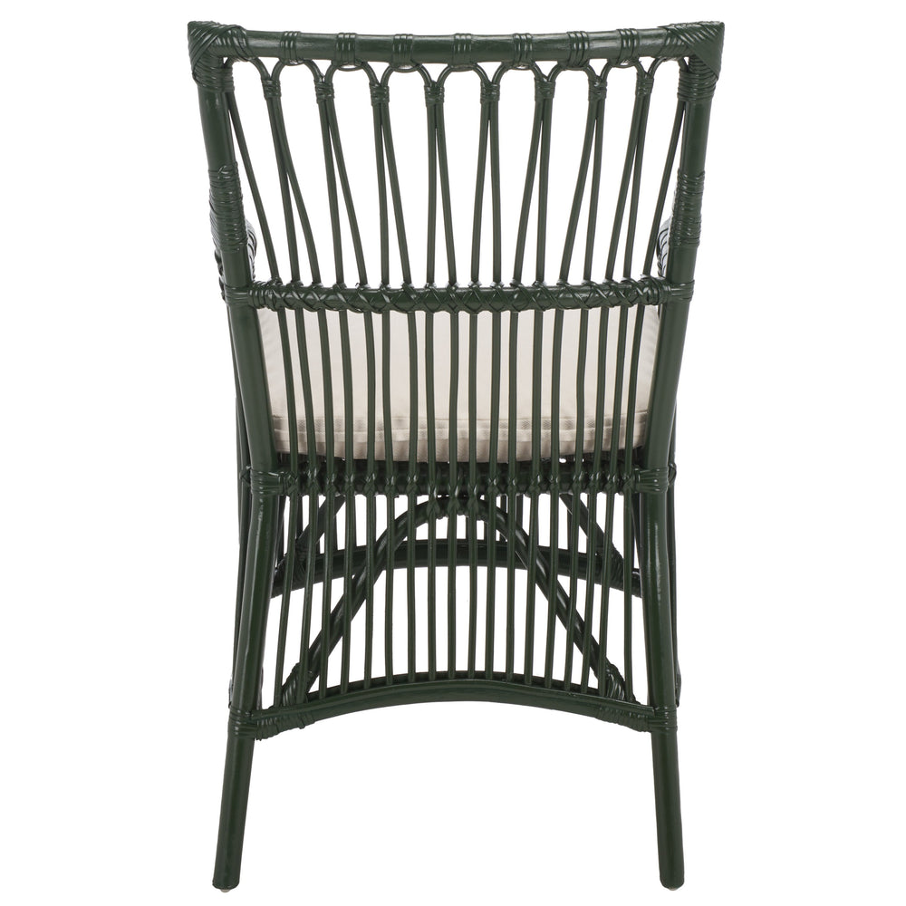 Zorianna Woven Rattan Dining Chair With Padded Cushion — Coastal Handmade Accent Seat For Comfort And Style