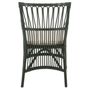 Zorianna Woven Rattan Dining Chair With Padded Cushion — Coastal Handmade Accent Seat For Comfort And Style