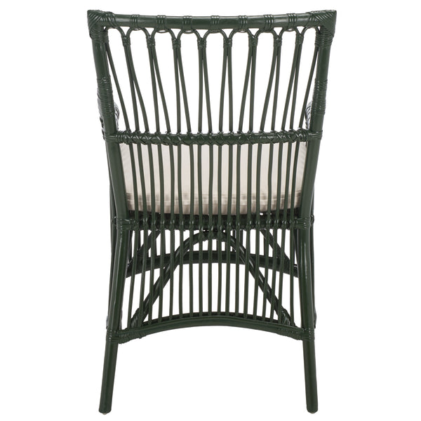 Zorianna Woven Rattan Dining Chair With Padded Cushion — Coastal Handmade Accent Seat For Comfort And Style