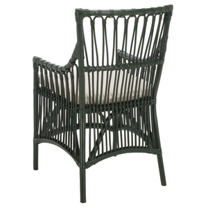 Zorianna Woven Rattan Dining Chair With Padded Cushion — Coastal Handmade Accent Seat For Comfort And Style