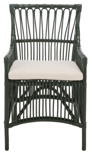 Zorianna Woven Rattan Dining Chair With Padded Cushion — Coastal Handmade Accent Seat For Comfort And Style
