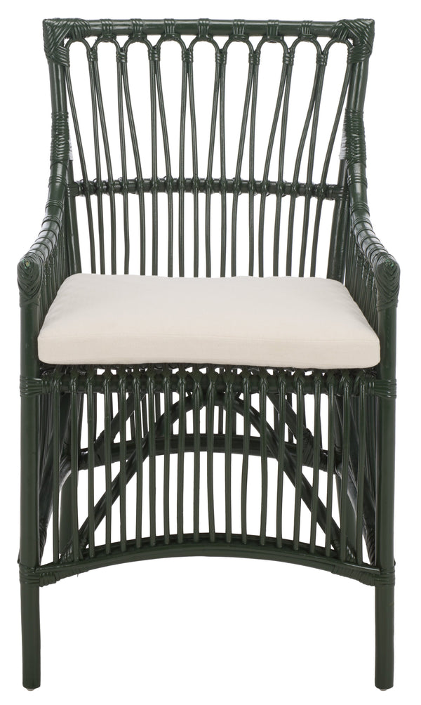 Zorianna Woven Rattan Dining Chair With Padded Cushion — Coastal Handmade Accent Seat For Comfort And Style