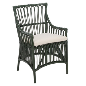 Zorianna Woven Rattan Dining Chair With Padded Cushion — Coastal Handmade Accent Seat For Comfort And Style