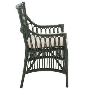 Zorianna Woven Rattan Dining Chair With Padded Cushion — Coastal Handmade Accent Seat For Comfort And Style