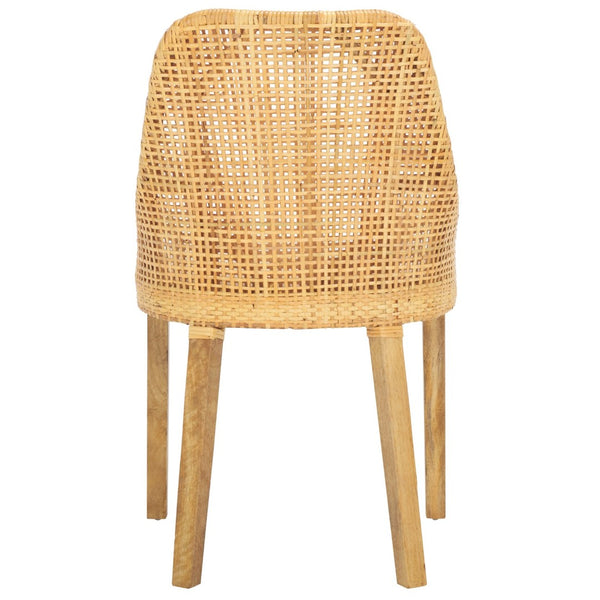 Safavieh Altha Modern Dining Chair With Plush Cushion - Stylish Rattan Barrel Back & Sturdy Mango Wood Legs DCH6506A