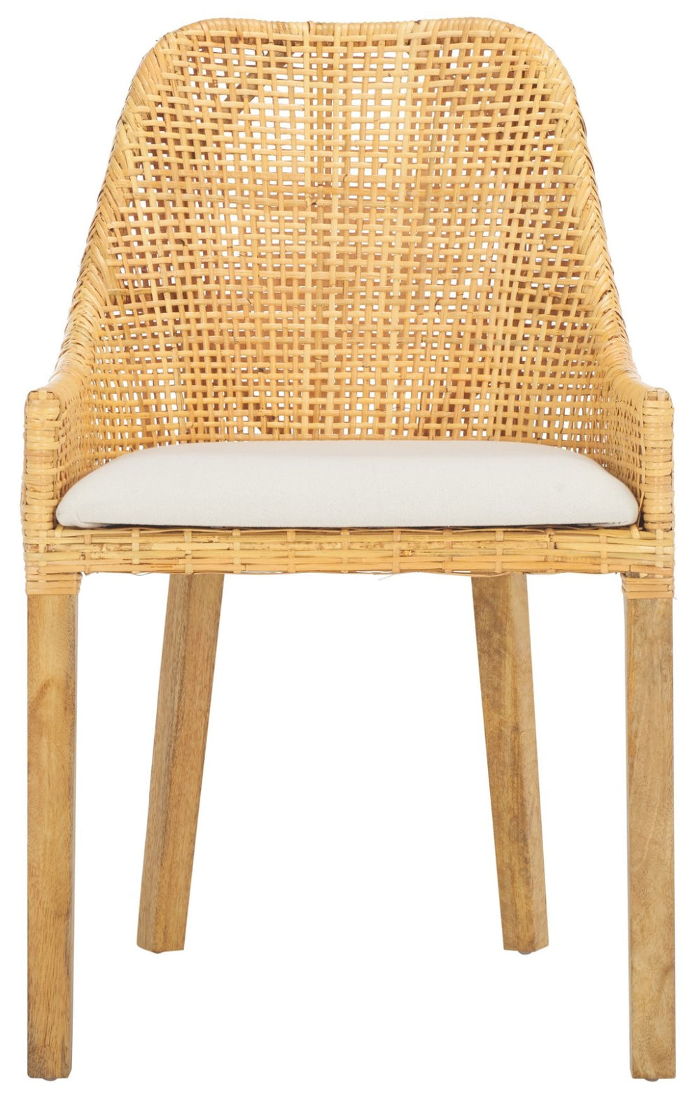Safavieh Altha Modern Dining Chair With Plush Cushion - Stylish Rattan Barrel Back & Sturdy Mango Wood Legs DCH6506A